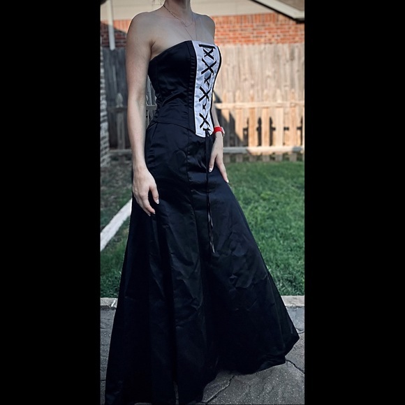 💛 Gunne Sax Black Corset Gown By Jessica McClintock Dress 2 - Picture 16 of 16